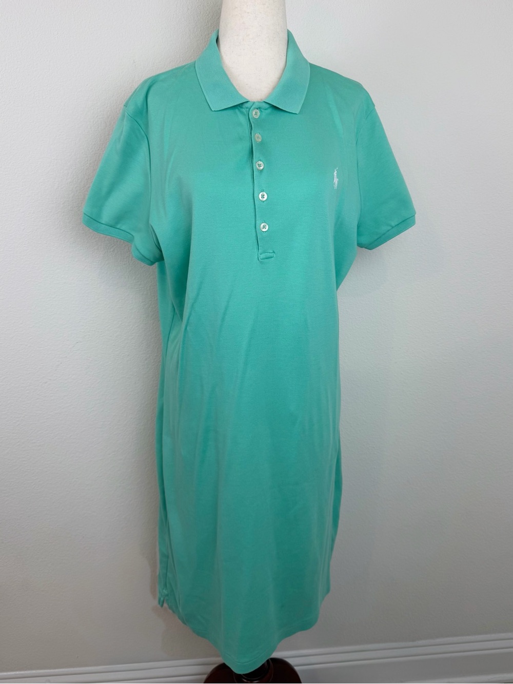 Ralph Lauren Cotton Mesh Polo Shirt Dress Teal Green Size XL